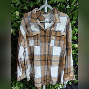 Plaid Button-Up Shacket Size XL